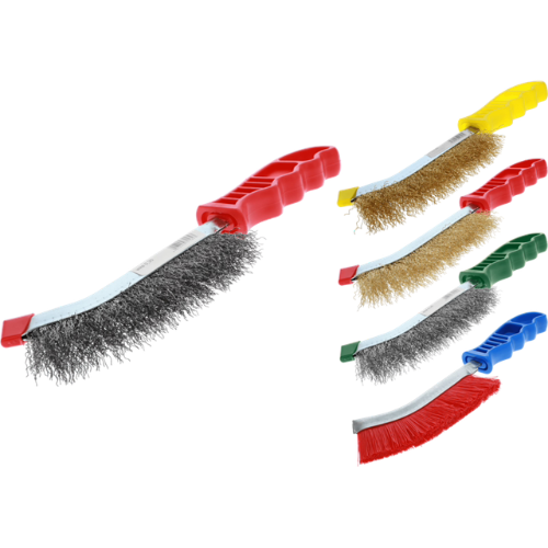 Osborn Hand Scratch Brush - Brass Coated Steel Wire 0.30mm, Crimped, Plastic Handle