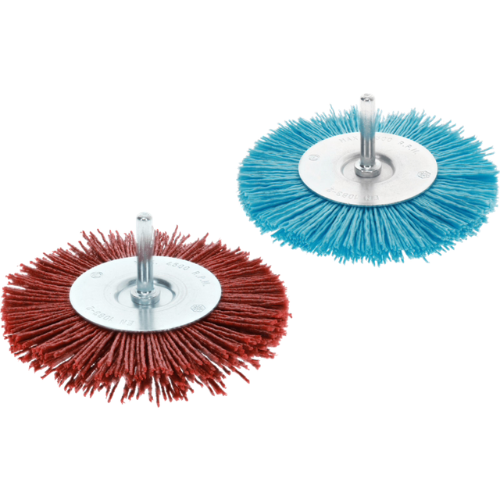 Osborn Grittyflex Wheel Brush 75mm 6mm Shank - Abrasive Nylon Grit 180, Blue, 4,500 RPM