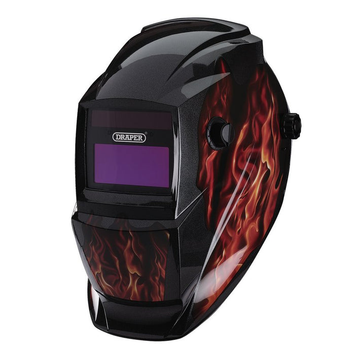 Welding Helmet Auto-Darkening, Red Flames, 02513, Draper