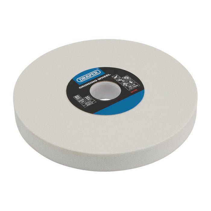 Draper Aluminium Oxide Bench Grinding Wheel, 200 x 25mm, 80G, White, 04142