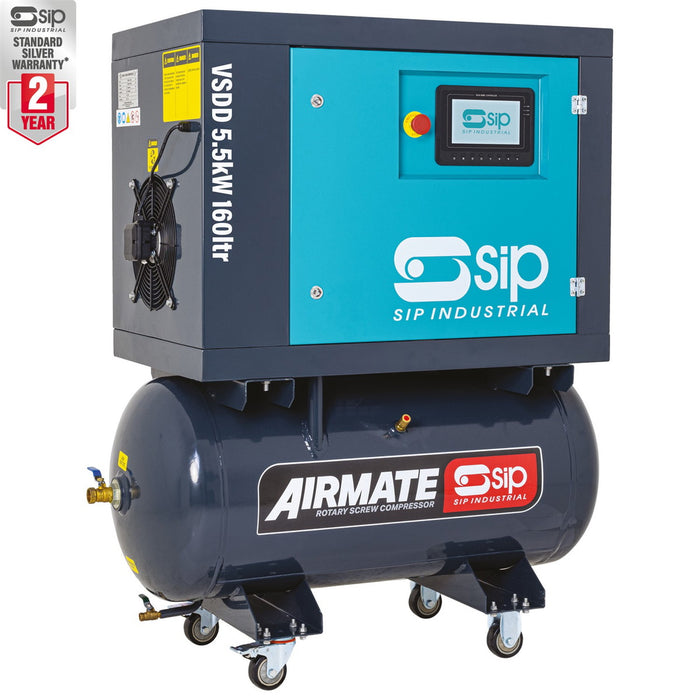 SIP 08253 VSDD Rotary Screw Compressor, Tank Capacity - 160 Litre, Max. Air Pressure - 10 Bar