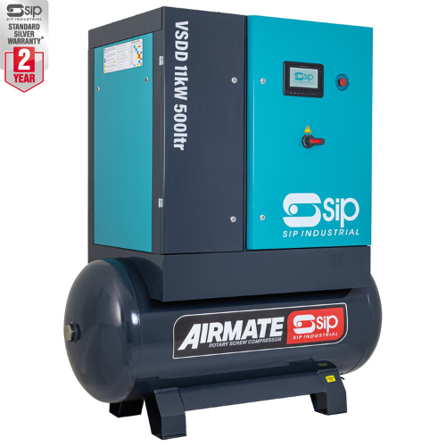 SIP 08272 VSDD/RD Rotary Screw Compressor, Tank Capacity - 500 Litre, Max. Air Pressure - 10 Bar, Ex-Showroom, Grade B, 12 Months Warranty