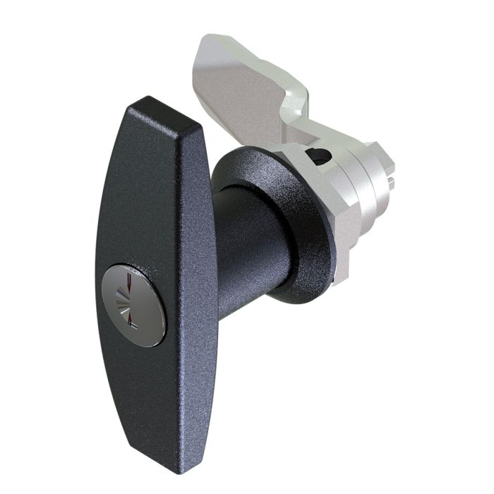 1301 Key Locking 333 T Handle Lock with 18mm Grip Height Black Textured Powder Coated