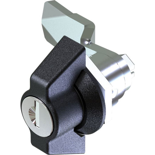 1402 Key Locking 333 Wing Handle Quarter Turn Lock with 18mm Grip Height Black Textured Powder Coated