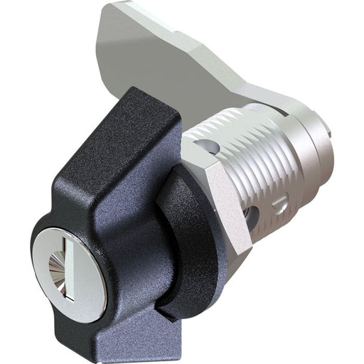 1402-30 KEY333 Locking Quarter Turn Lock with Wing Handle Black Textured Powder Coated and 30mm Barrel