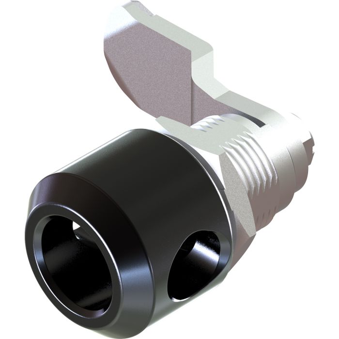 1407 Padlockable Triangle 7mm Quarter Turn Lock in Black Textured Powder Coated