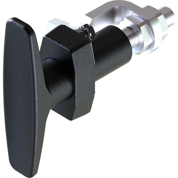 1409 Non Locking T Handle Compression Latch with 21.8-37.3mm & 49-64.8mm Adjustable Grip Black Powder Coated