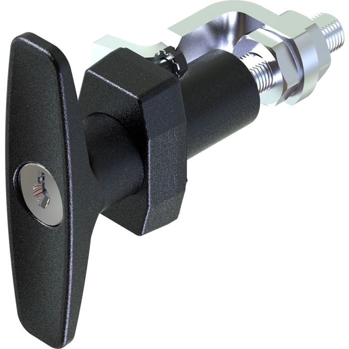 1409 Key Locking CH751 T Handle Compression Latch with 7.9-23.6mm & 62.7-76.2mm Adjustable Grip Black Powder Coated