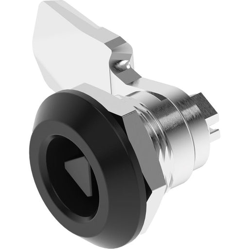 1420-18 Quarter Tri Turn Lock 8mm Triangle Cylinder with 18mm Grip Height Black Powder Coated