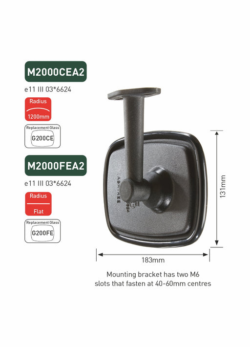 Ashtree Interior Mirror, Class III, 183mm x 131mm, M2000CEA2