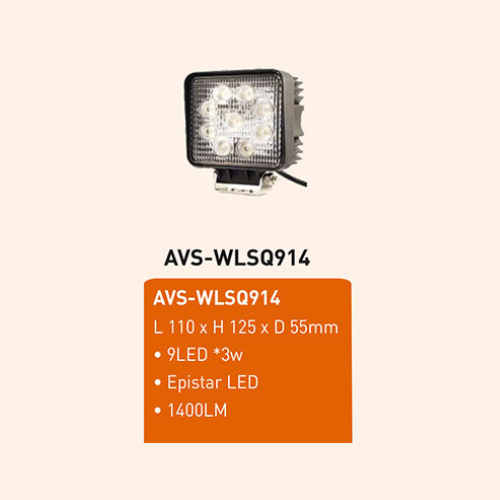 9 X 3W Epistar Square LED Work Light, 1400LM, Ashtree AVS-WLSQ914