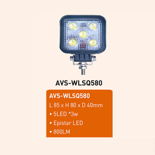 Ashtree 5LED X 3W Square Work Light 800LM, AVS-WLSQ580