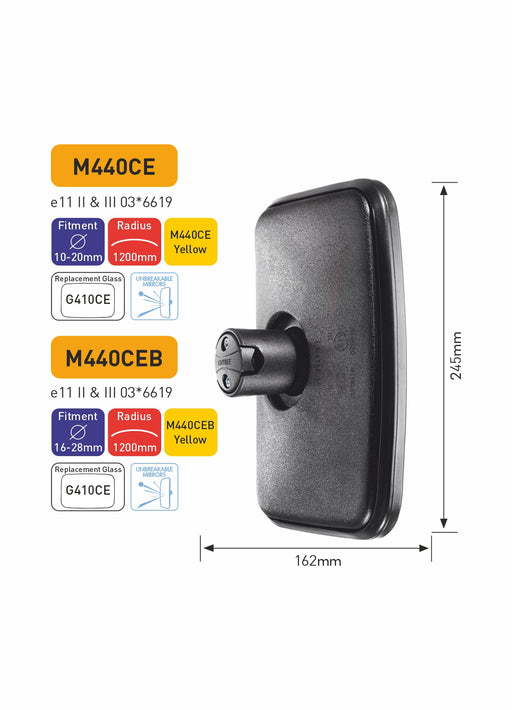 Ashtree Main Mirror, Class II & III, Unbreakable Glass, 162mm x 245mm, M440CE