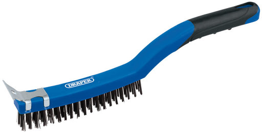 Welding 3 Row Carbon Steel Wire Scratch Brush with Scraper, 350mm, 17179, Draper