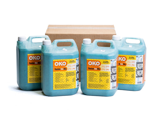 OKO OKO125 Puncture Free Bike For Tubes Tyre Sealant, 4 x 5 Litre Cans - Seals Punctures Up to 4mm