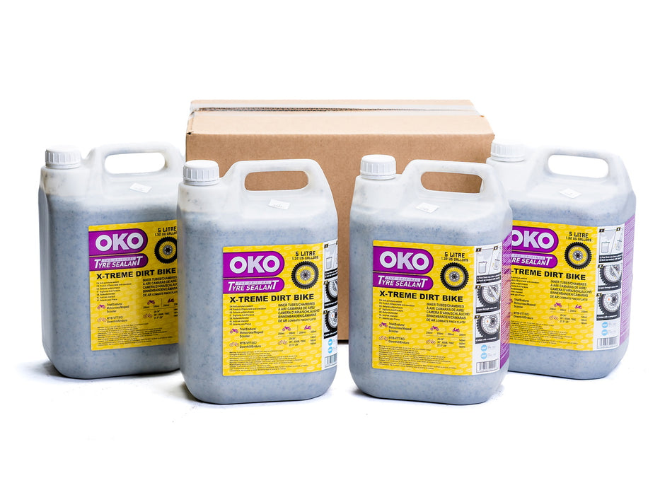 OKO OKO123 X-Treme Dirt-Bike Tyre Sealant, 4 x 5 Litre Can - Seals Punctures Up to 7mm