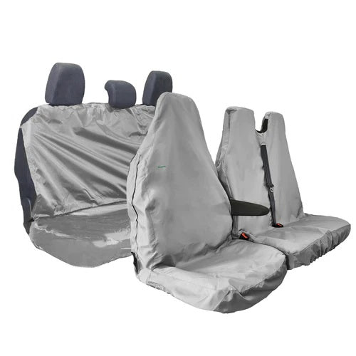 Seat Cover Set For Van, Double Passenger & Rear Bench Seat, Medium Size, Grey, Town & Country - 3DFGRY+VGRY+MFRXLGRY