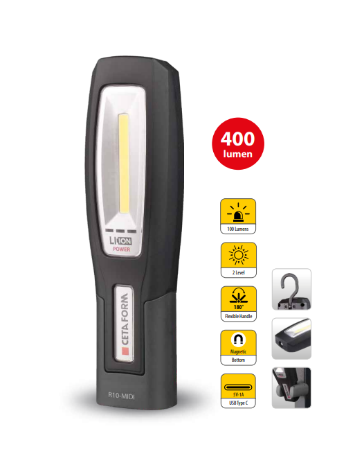 Midi Rechargeable LED Work Light, Ceta Form - R10-MIDI