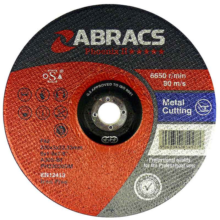 Abracs Phoenix Flat Met Cutting Discs, 350mm x 3.5mm x 22mm - Pack of 25, PH3503522FM
