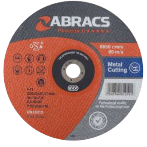Abracs Phoenix Flat Metal Cutting Discs, 300mm x 4mm x 20mm, 100m/s, PH3004020FM