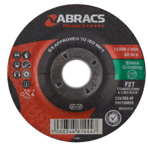 Abracs Phoenix II DPC Stone Grinding Discs, 100mm x 6mm x 16mm - Pack of 25, PH10060DS