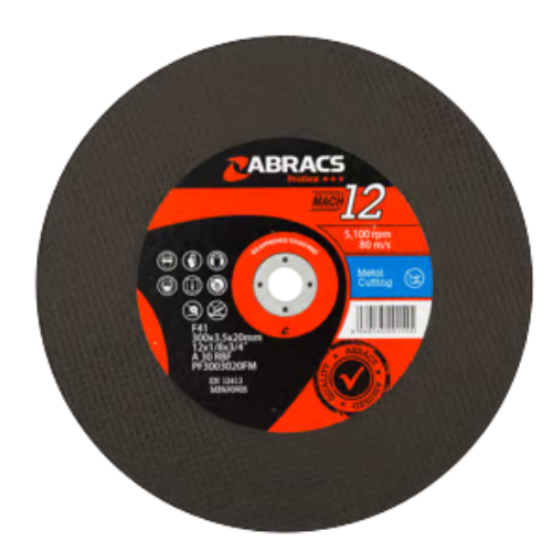 Abracs ProFlex Flat Stone Cutting Discs, 300mm x 3.5mm x 20mm - Pack of 25, PF3003020FS