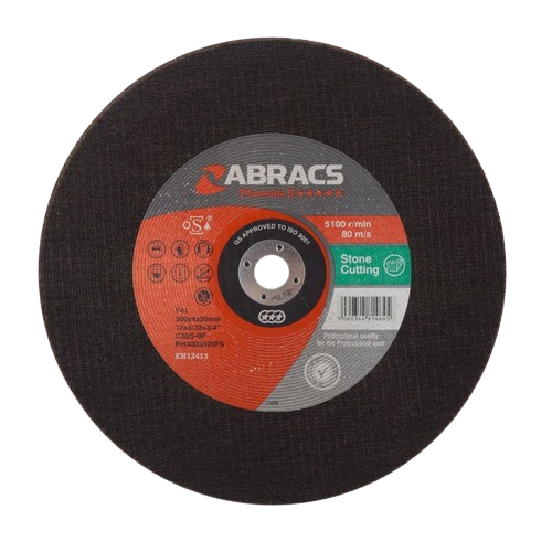 Abracs Phoenix Flat Stone Cutting Discs, 300mm x 4mm x 25mm - Pack of 25, PH3003025FS