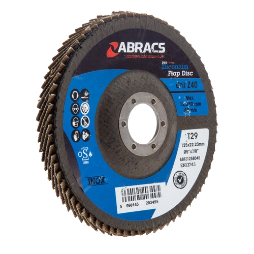 Abracs Flap Discs, 125mm x 40g - Pack of 25, ABFZ125B040