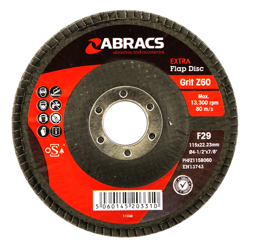 Abracs Extra Flap Discs, 180mm x 60Grit - Pack of 25, PHFZ180B060