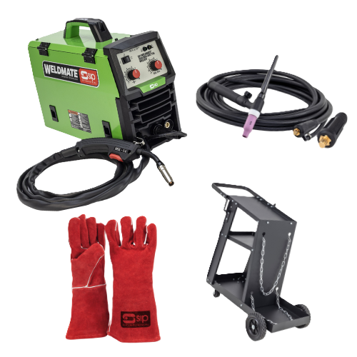 SIP 05733 WeldMate 160A MIG/ARC/TIG Welder Complete Welding Kit: Gauntlets, 17V TIG Torch & 3-Tier Cart