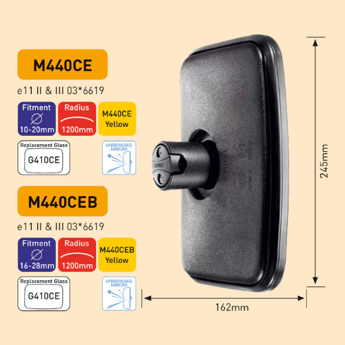 Ashtree Main Mirror for Tractor and Agricultural Machinery, Class II & III, Unbreakable Glass, 162mm x 245mm, M440CEB