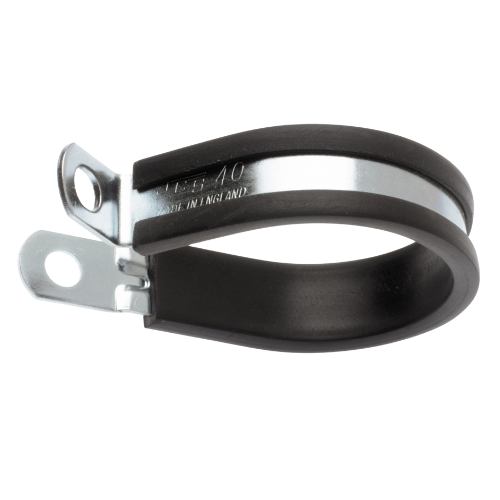 P-Clip Clamp - 13mm Closed Diameter, Zinc Plated Mild Steel, M8, TPE160 Temperature Resistant Liner - Pack of 25, PNZH13BG