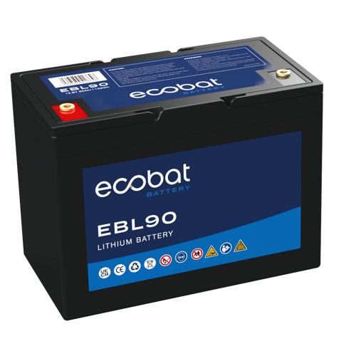 Ecobat Lithium – EBL90 Leisure Battery, 12.8V 75Ah, 5 Years Warranty