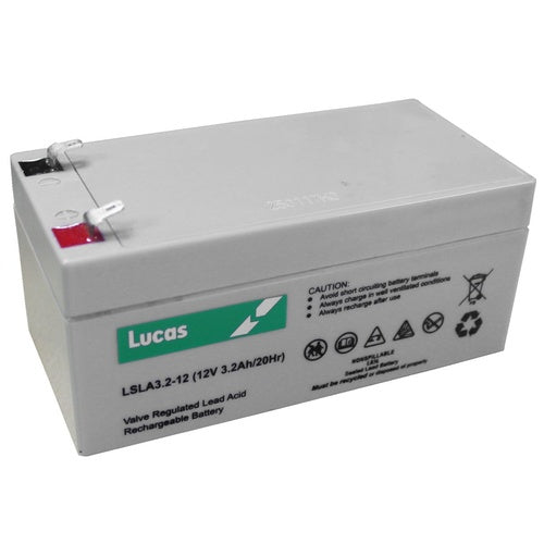Lucas LSLA3.2-12 AGM Standby Battery, 12V 3.2Ah, 1 Year Warranty