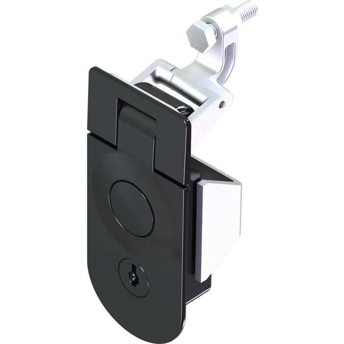 1245-2 Key CH751 Locking Black Powder Coated Lever Latch with Shutter, 1-14mm Grip Range, 11-21mm Panel Thickness