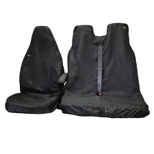 Van Front & Double Seat Cover Set, Medium, Black - VBLK+3DFBLK_A2 - Town & Country