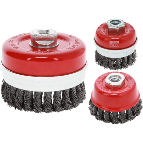 Osborn Cup Brush 100mm M14 - Knotted Steel Wire 0.50mm, 8,500 RPM
