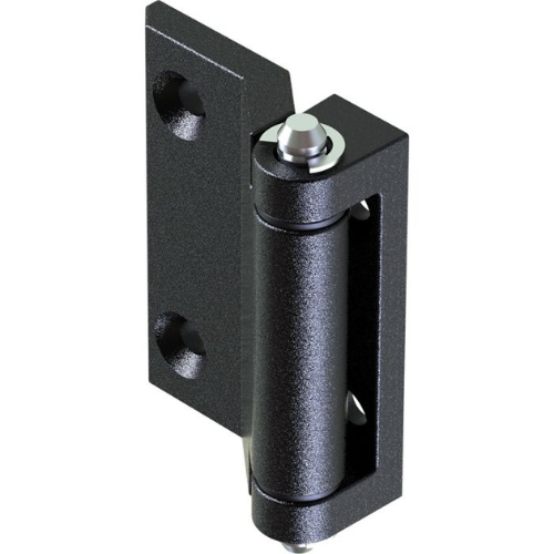 Screw On Hinge with 5mm Through Holes, Black Texture Powder Coated Finish, Hinge Height +4mm, Metrol - 2123-03-20
