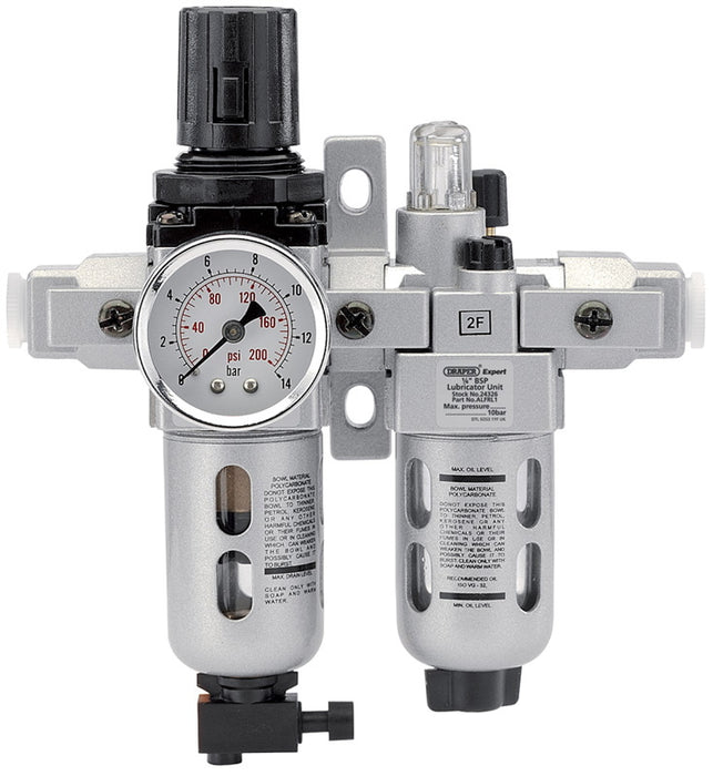 Draper 24326 1/4" BSP Combined Filter/Regulator/Lubricator Unit (FRL)