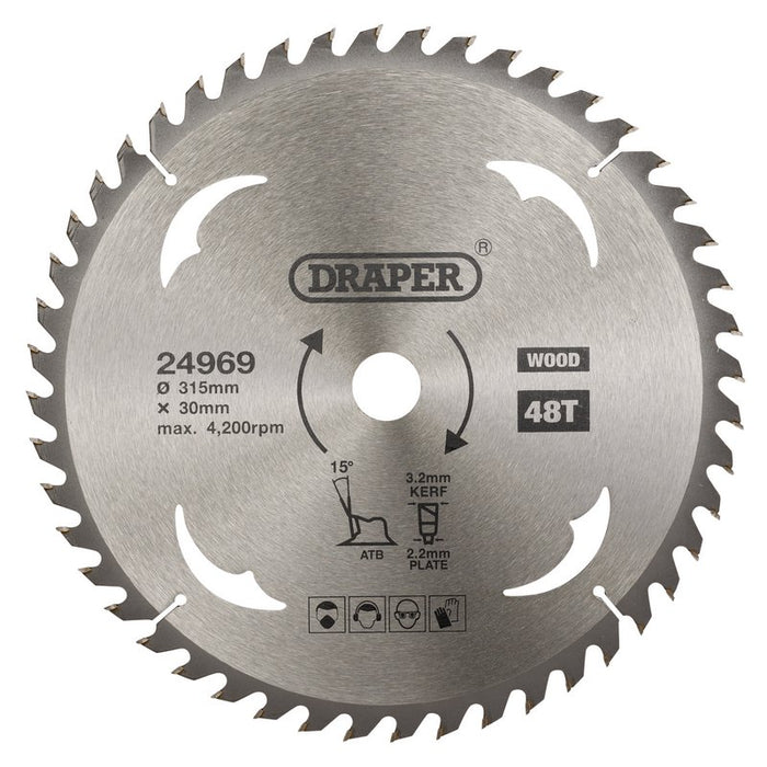 Draper 24969 TCT Circular Saw Blade for Wood, 315 x 30mm, 48T