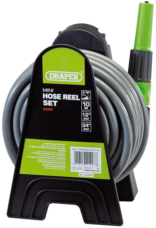 Mini Hose Reel Set, 10m, 8mm Bore, 24997, Draper