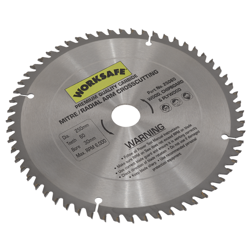 Sealey 25060 TCT Saw Blade Ø250 x 30mm - 60tpu