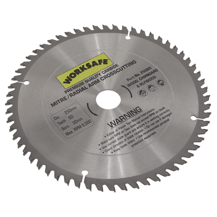 Sealey 25060 TCT Saw Blade Ø250 x 30mm - 60tpu