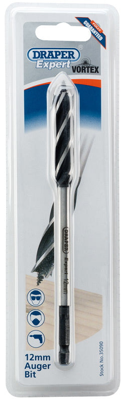 Draper 35090 4 Fluted Auger Bit, 12 x 165mm