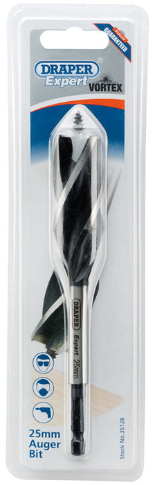 Draper 35128 4 Fluted Auger Bit, 25 x 165mm