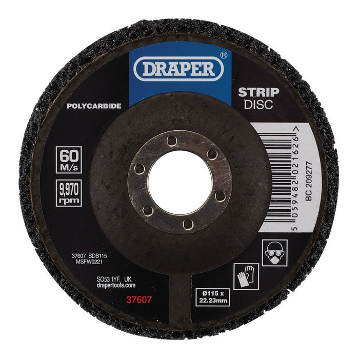 Draper Polycarbide Strip Disc, 115mm, 22.23mm, 180 Grit, Black, 37607