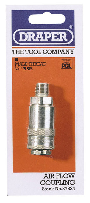 Draper 37834 1/4" Male Thread PCL Tapered Airflow Coupling