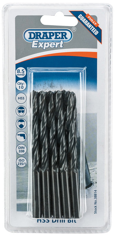 Draper 38814 HSS Drill Bit, 8.5mm (Pack of 10)