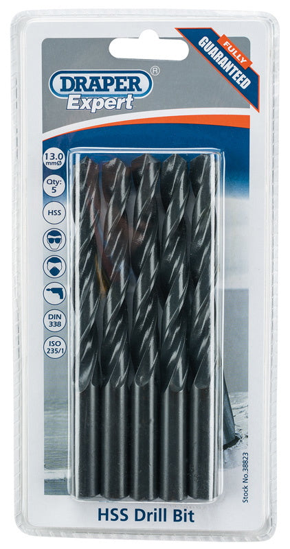 Draper 38823 HSS Drill Bit, 13.0mm (Pack of 5)