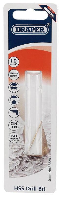 Draper 38824 HSS Titanium Drill Bit, 1.0mm